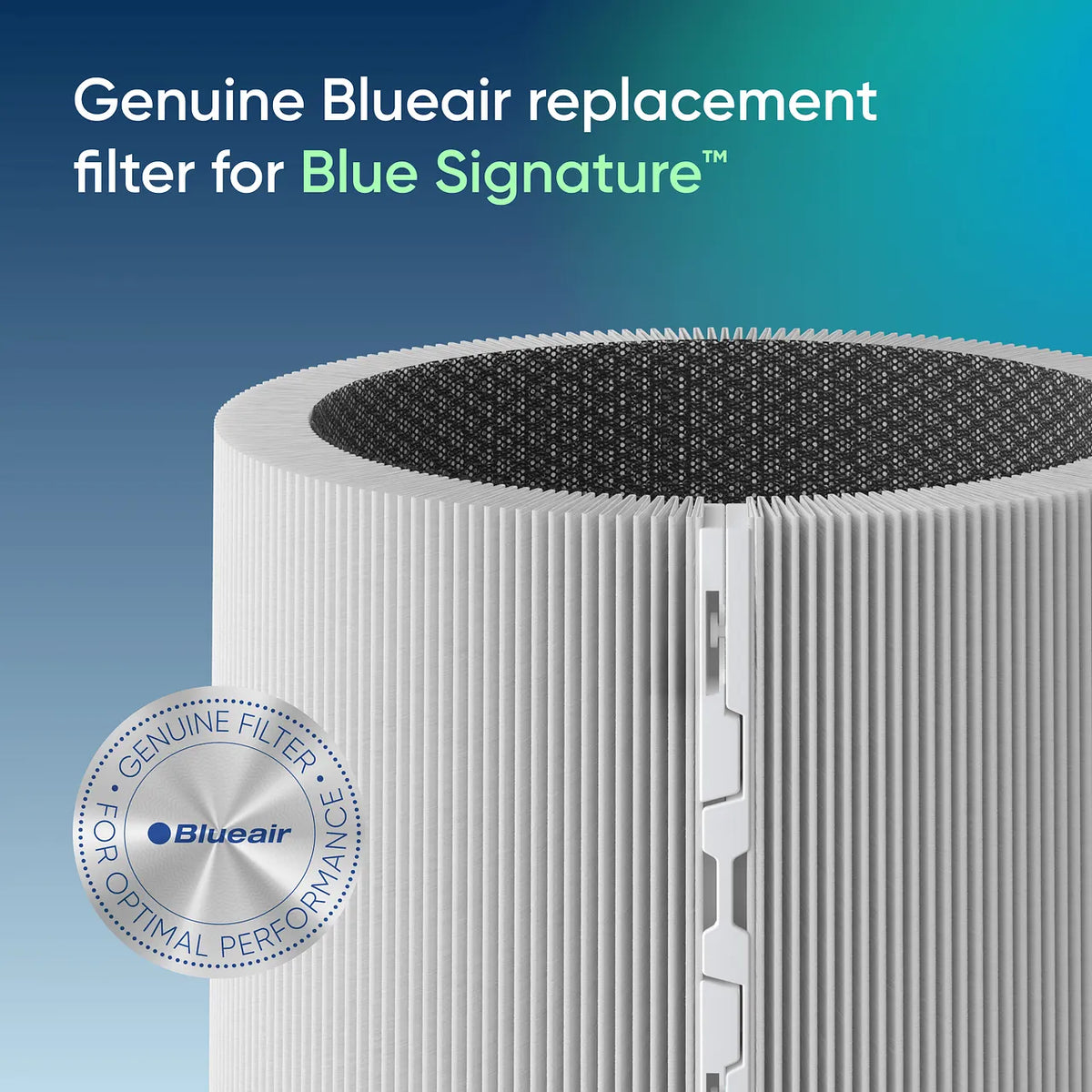 Blueair Original-Ersatzfilter für „Blue Signature“, Zylinderfilter mit Plisseefalten, Siegel „Genuine Filter“