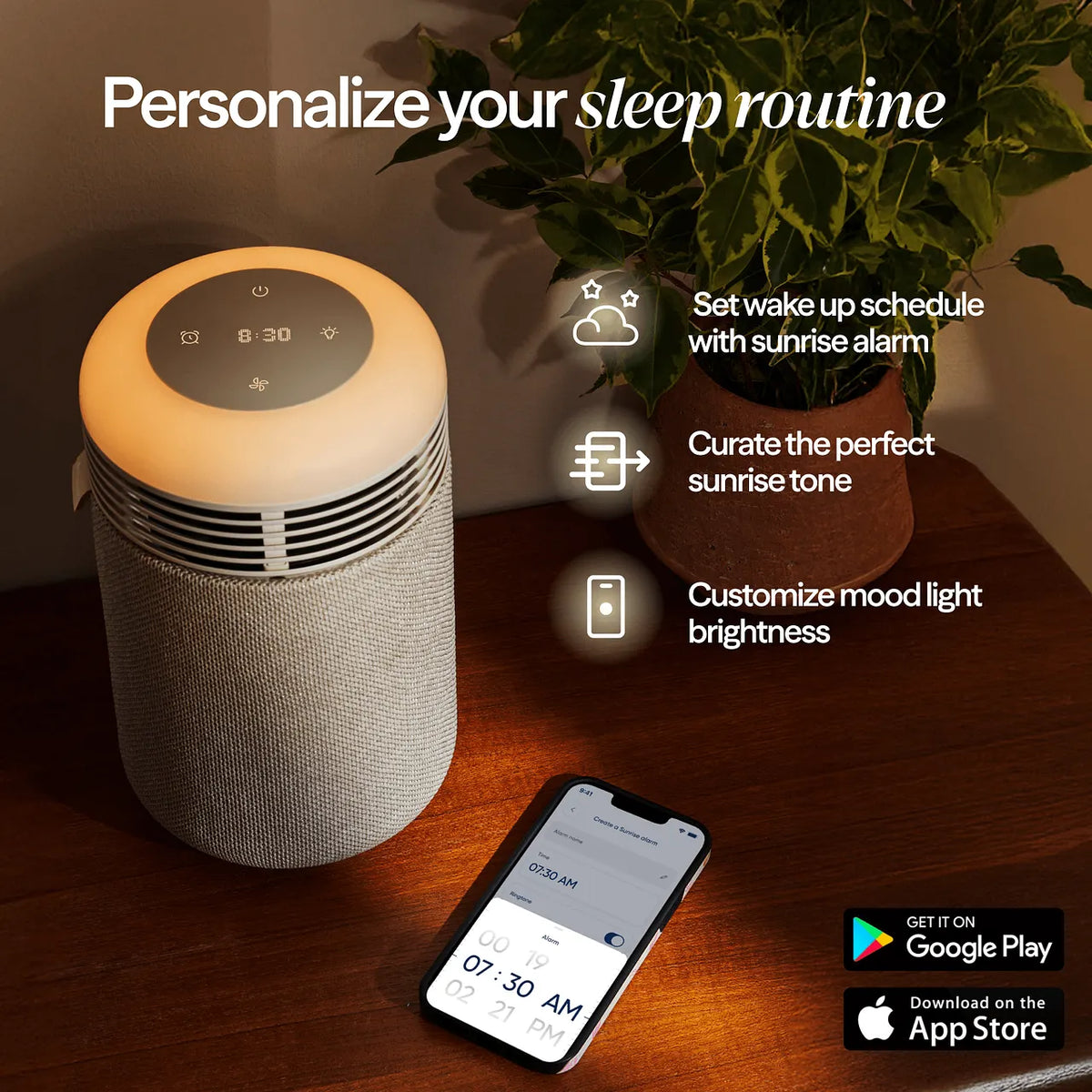 Blueair Mini Restful™ Luftreiniger mit integrierten Lichtwecker